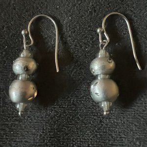 Nordstrom Brushed Silver Rhinestone Starburst Pierced Fish Hook Back Earrings